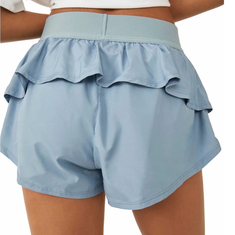 Free People Sky Blue Athletic Ruffle Shorts
